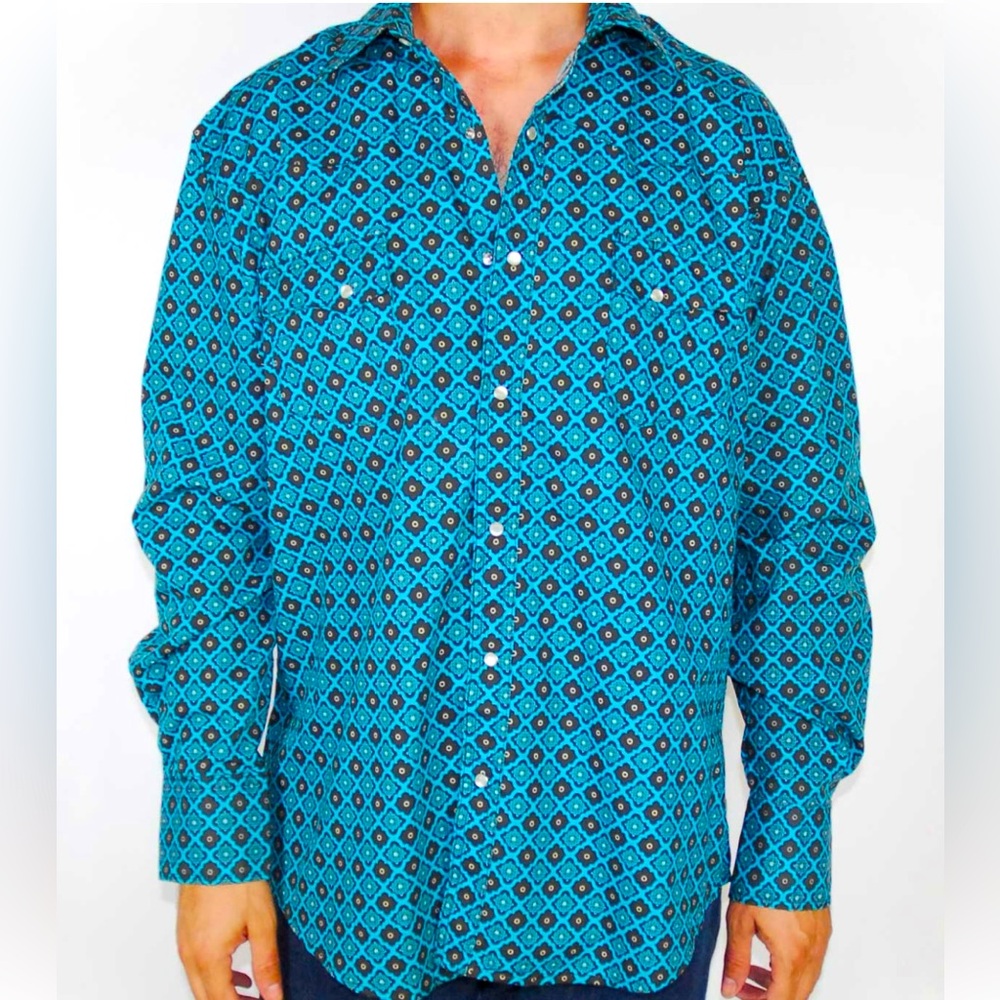 Vintage WRANGLER Wrancher men’s long sleeve cowboy style shirt size XL